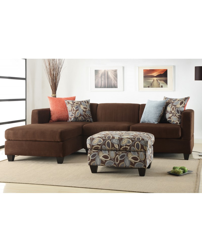 2 Pc Microfiber Chocolate Sectional Set - F7182 