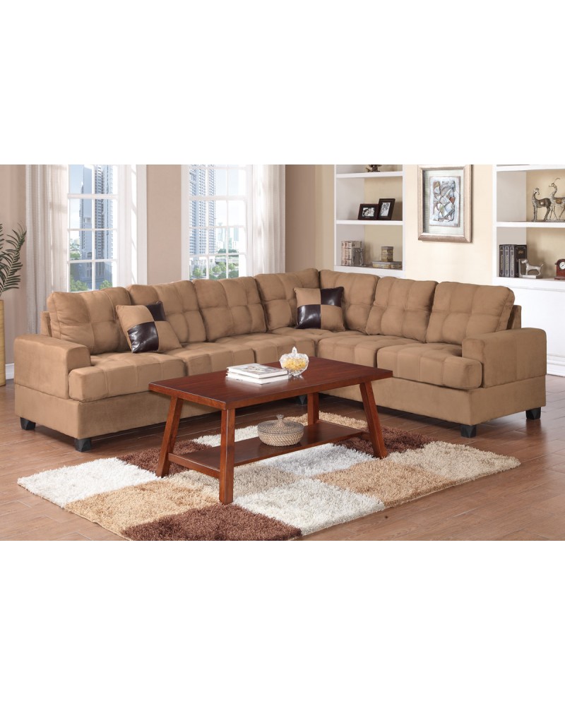 2 Pcs Bobkona Leo Brown Sectional Set by Poundex - F7628