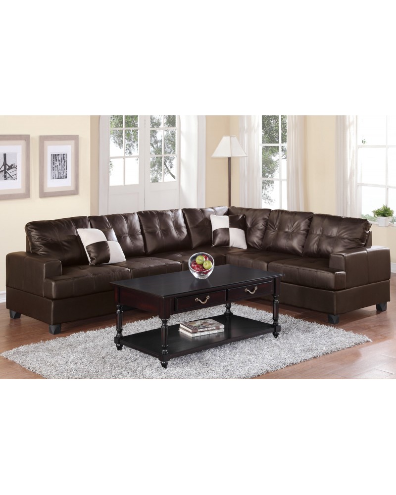 2 Pcs Espresso Leather Sectional Set - F7629