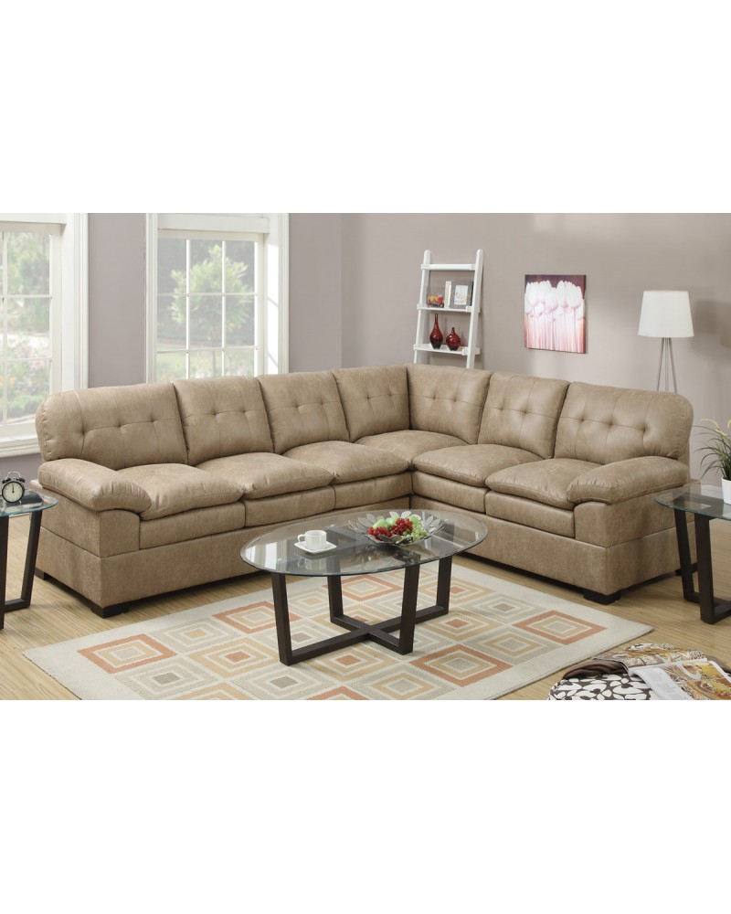 2 Piece Tyson Cappuccino Sectional Sofa by Poundex - F7684