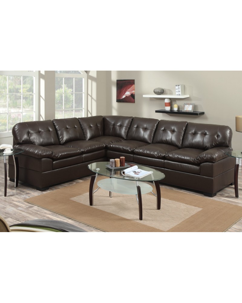 2 Piece Bonded Espresso Sectional Set by Poundex - F7689