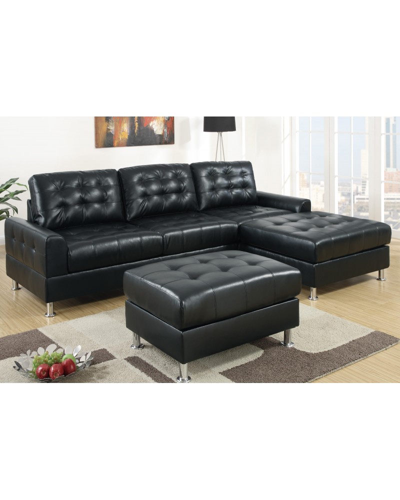 2 Piece Bonded Espresso Sectional Set by Poundex - F7302