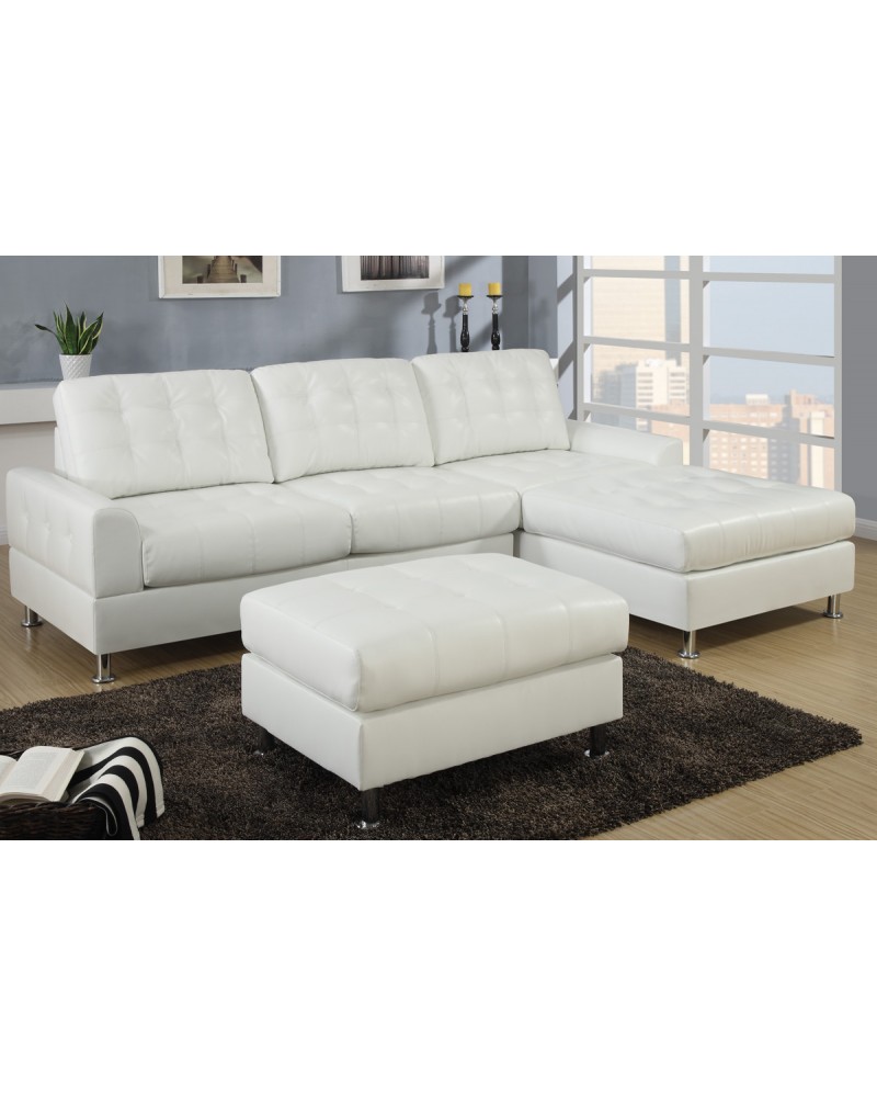 2 Piece Cream Sectional Sofa with ottoman by Poundex - F7308