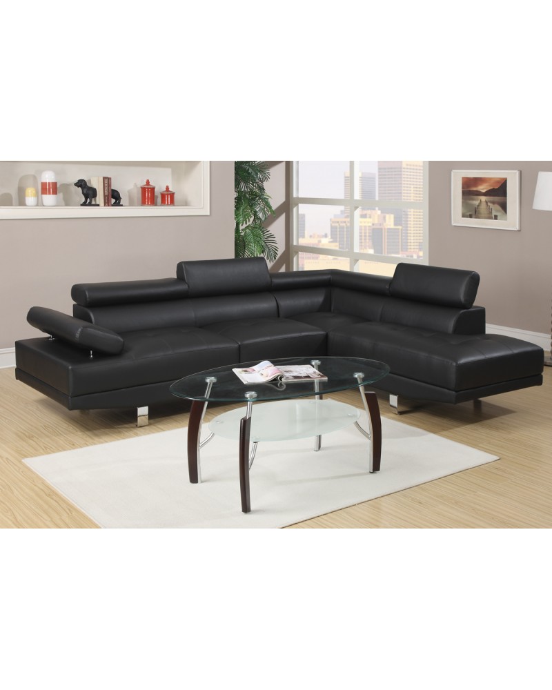 Black Faux Leather Sectional Set by Poundex - F7310