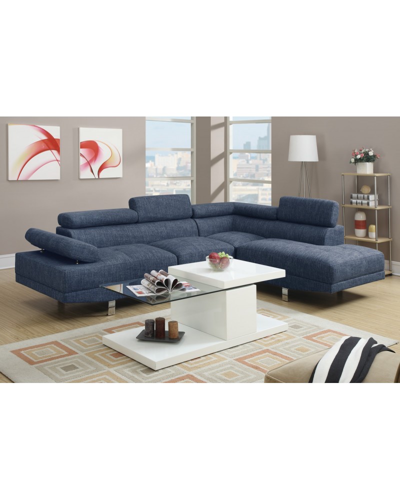 2 Piece Blue Sectional Set by Poundex- F7548