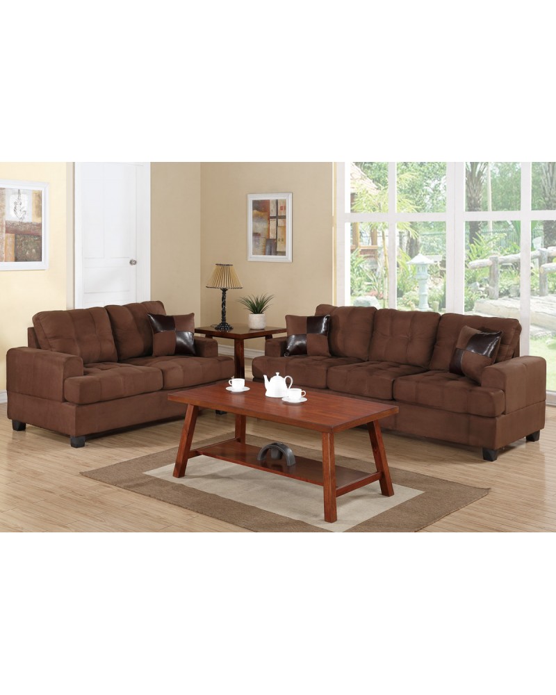 2 Piece Brown Sectional Set by Poundex - F7575