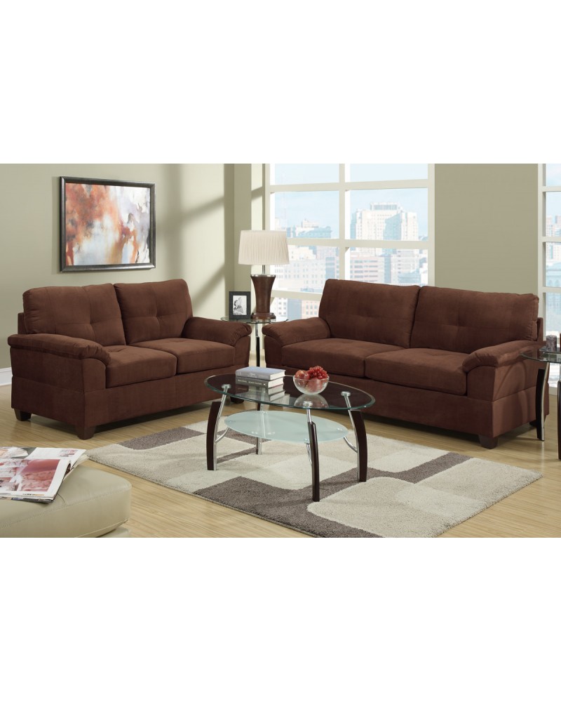 2 Piece Chocolate Sectional Set with loveseat by Poundex - F7584