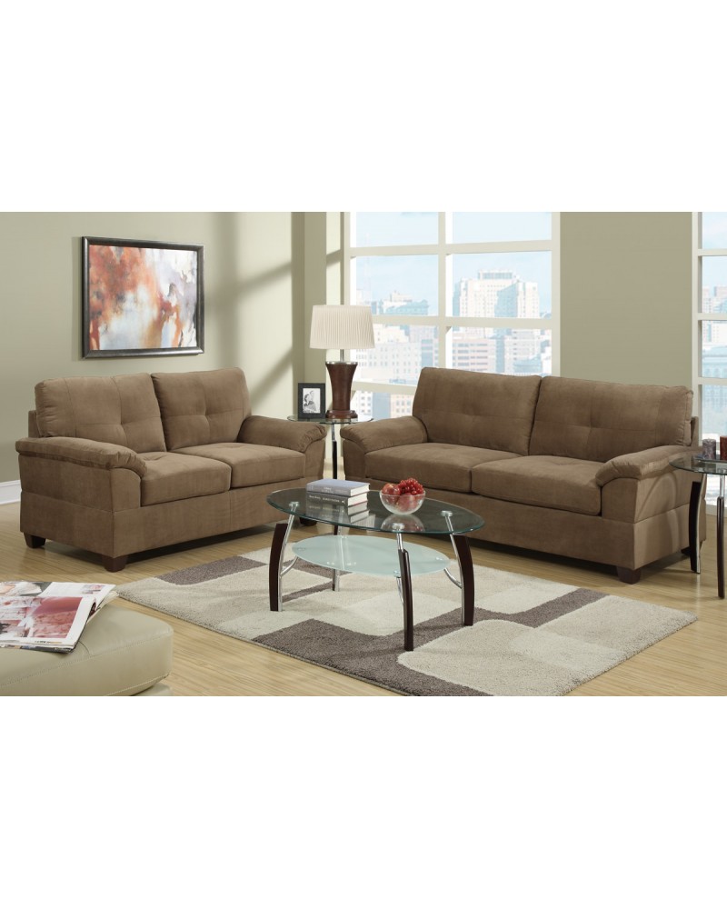 2 Piece Truffle Sectional Set with Loveseat by Poundex -F7586