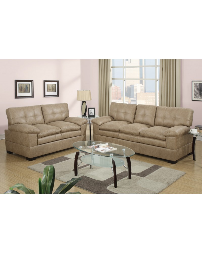 2 Piece Capuccino sectional Set with Loveseat by Poundex -F7344