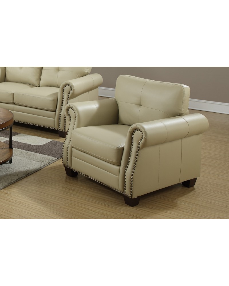 Beige Leather Chair by Poundex - F7785