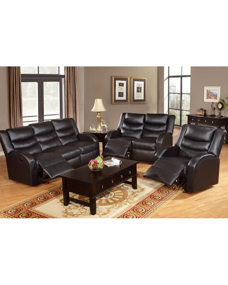 Black Bonded Espresso Motion Loveseat by Poundex - F6651