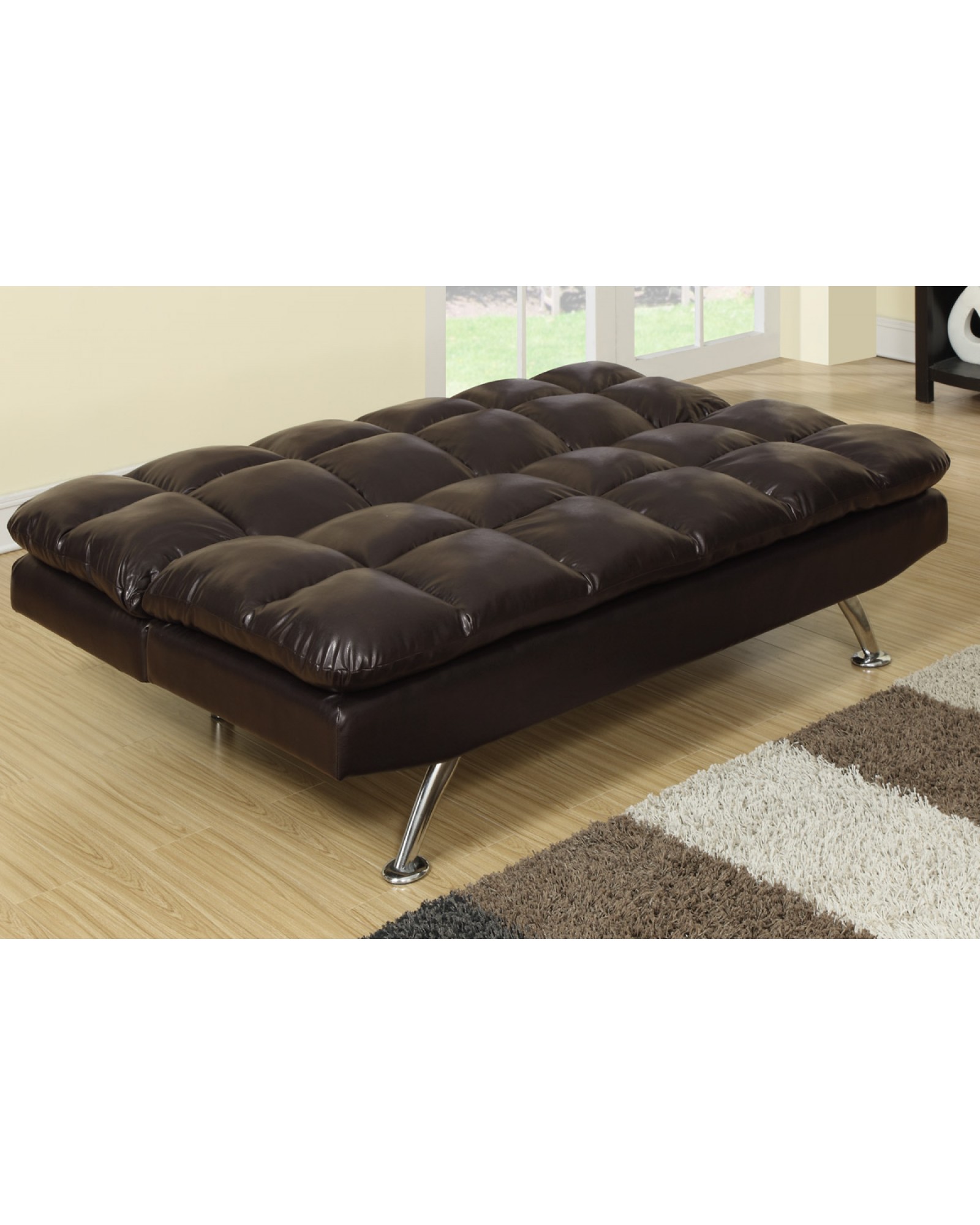 Adjustable Sofa Bed in Espresso Leather by Poundex - F7011