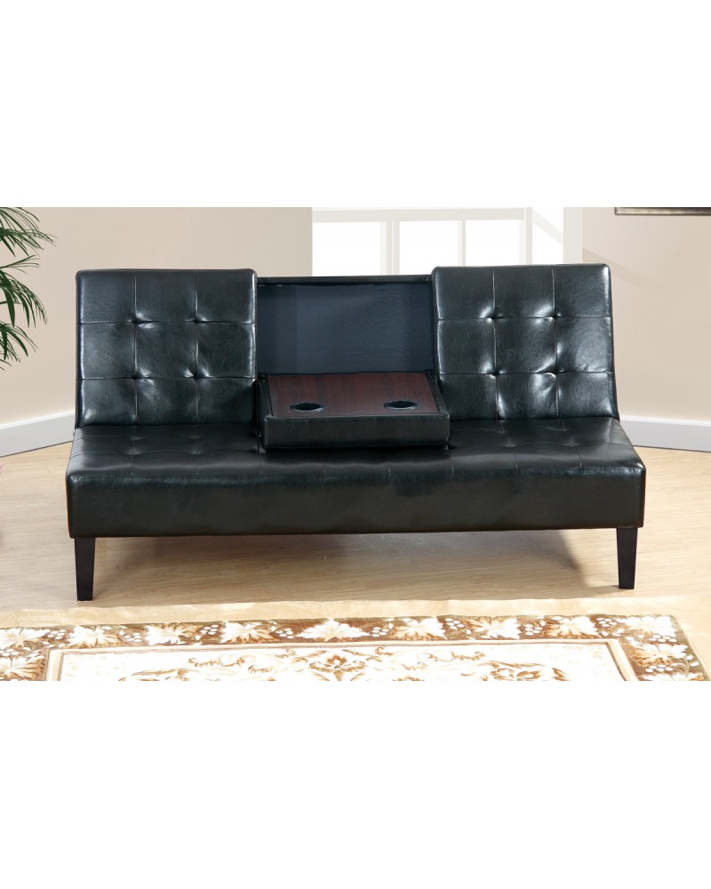 Black Adjustale Sofa with Center Cosole by Poundex - F7209