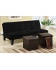 Black Adjustable Sofa with two storage ottomans by Poundex- F7197