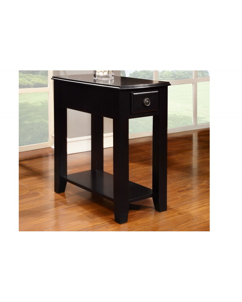 Black Wood Chair Side Table with small drawer by Poundex- F6268