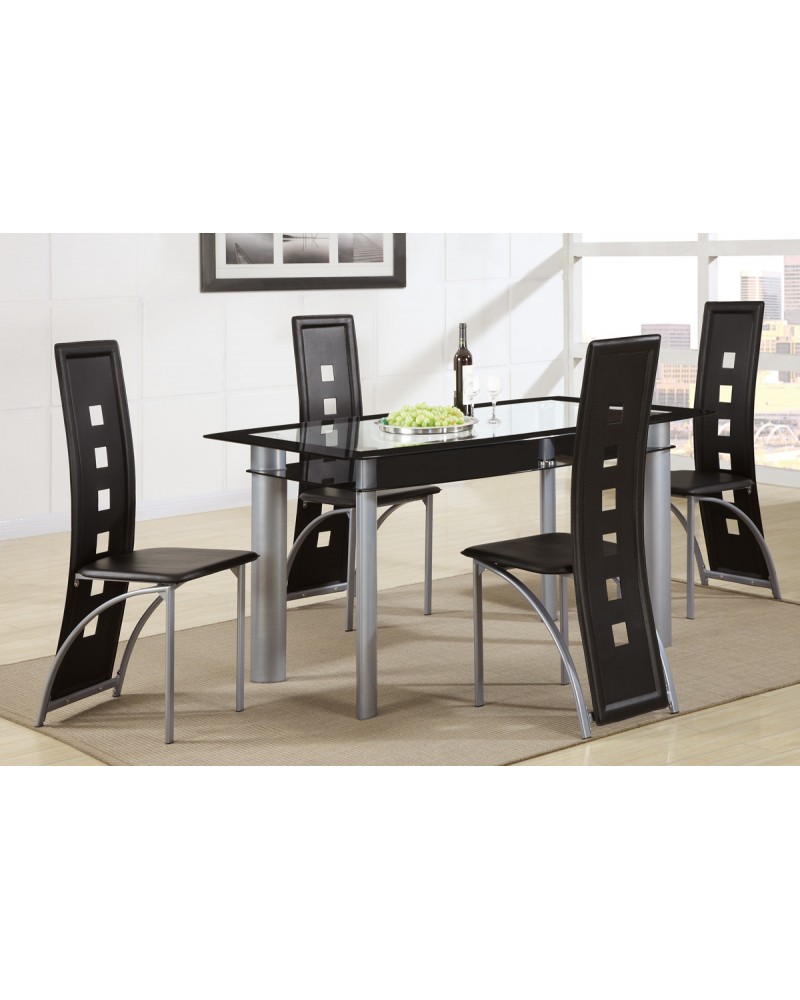 Black Vertical Dining Chair by Poundex - F1274