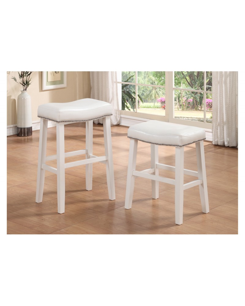 White Finish Barstool by Poundex- F1227