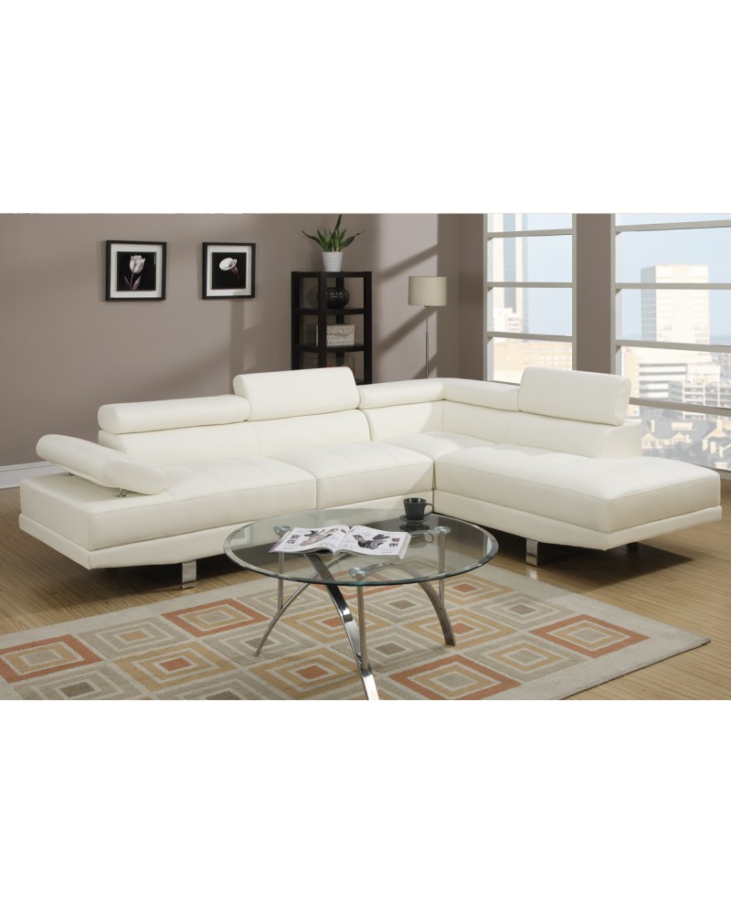 White Faux Leather Sectional Set by Poundex - F7320