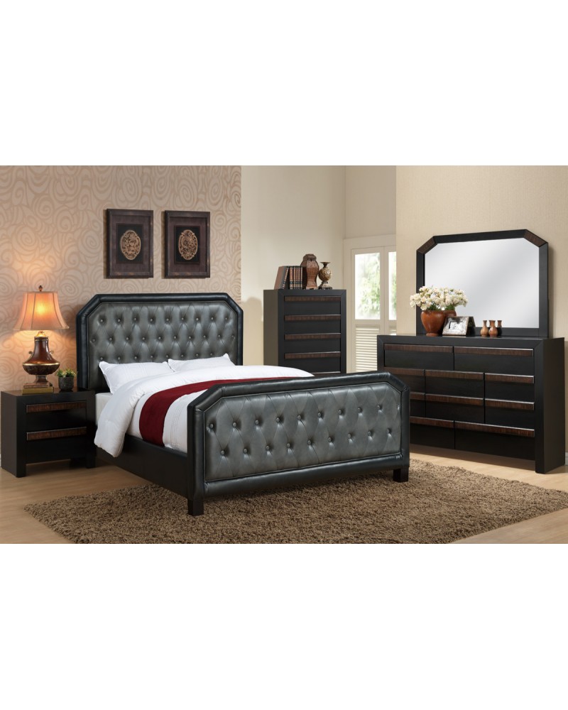 Black and Grey Queen Bed by Poundex - F9265