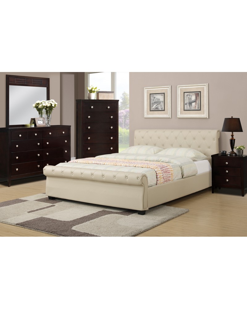 Faux Leather Hazelnut Queen Platform Bed by Poudex - F9245Q