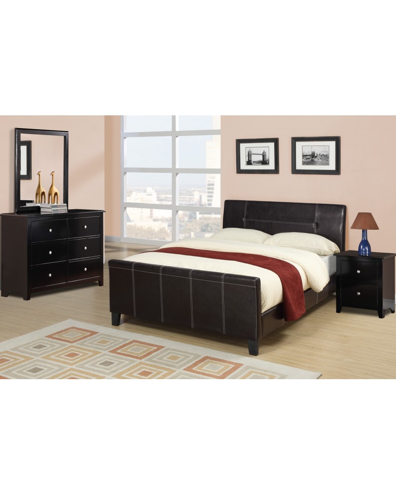 Espresso Queen Size Platform Bed by Poundex - F9225