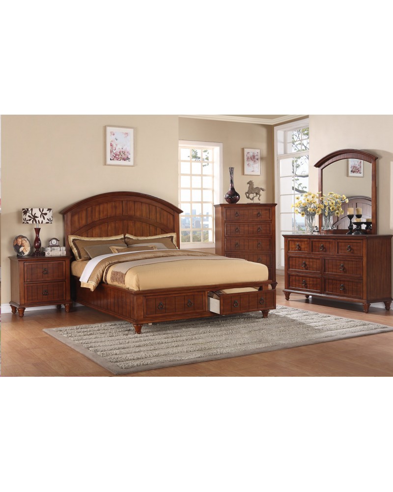 Dark Walnut Queen Bed by Poundex - F9227Q