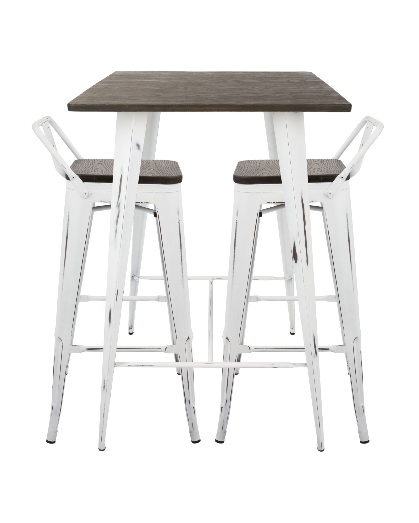 Oregon 3-Piece Industrial Low Back Set in Vintage White and Espresso