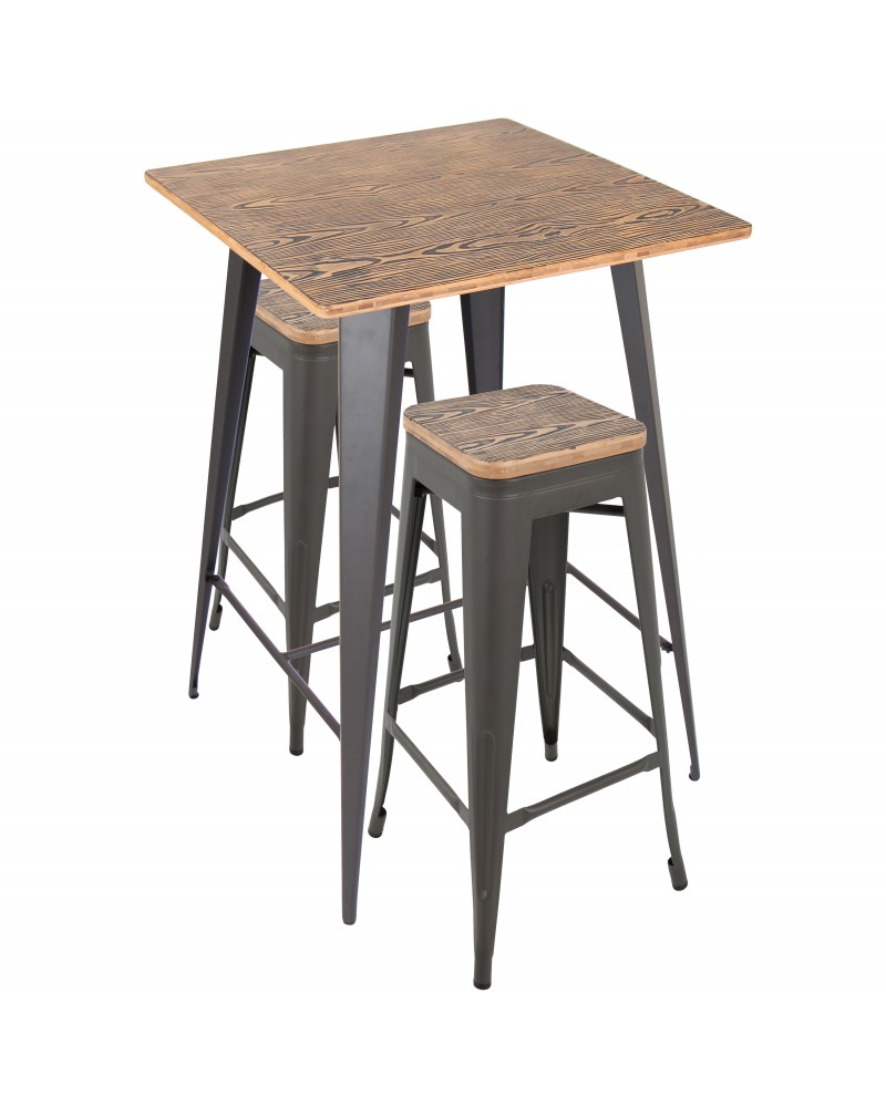 Oregon 3-Piece Industrial Set in Grey and Brown