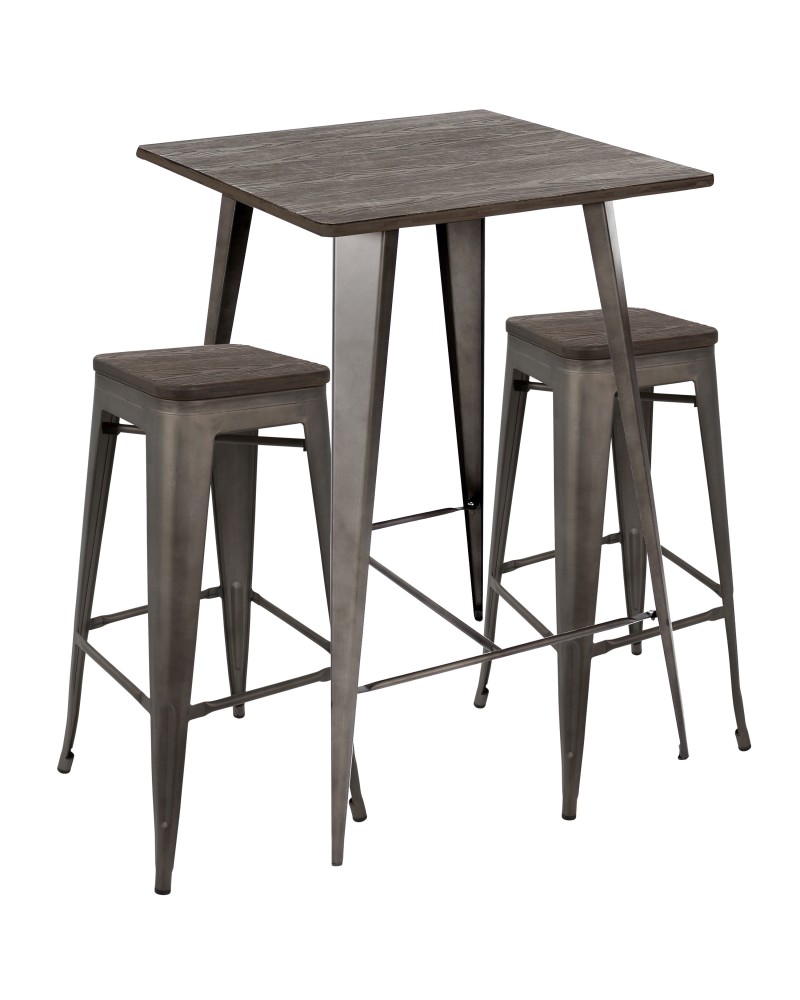 Oregon 3-Piece Industrial Set in Antique and Espresso