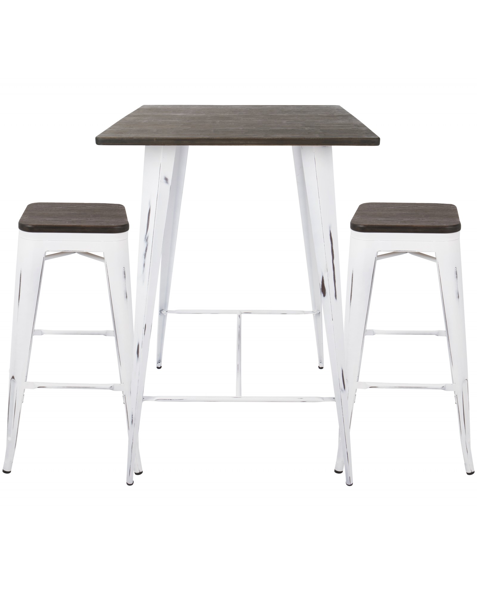 Oregon 3-Piece Industrial Set in Vintage White and Espresso