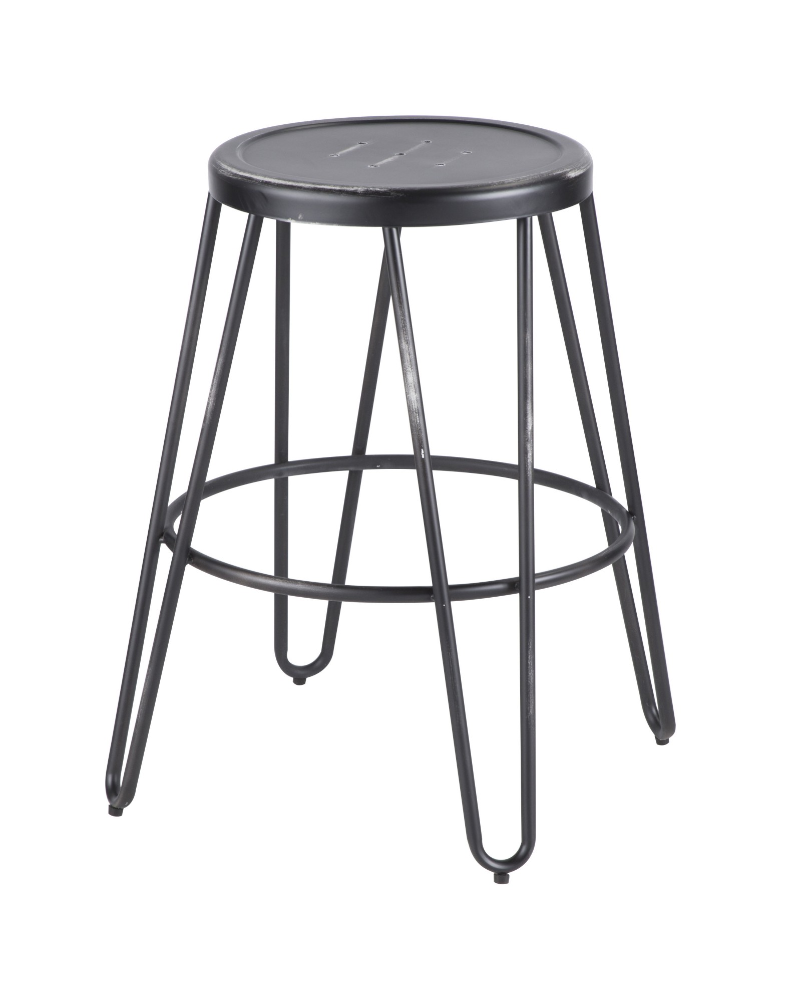 Avery Industrial Metal Counter Stool in Vintage Black - Set of 2