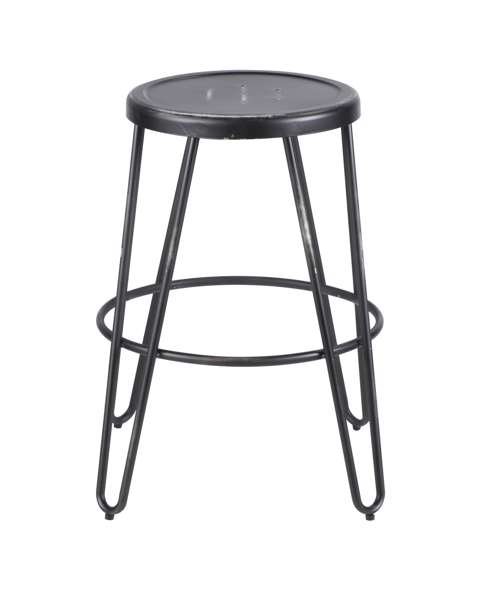 Avery Industrial Metal Counter Stool in Vintage Black - Set of 2