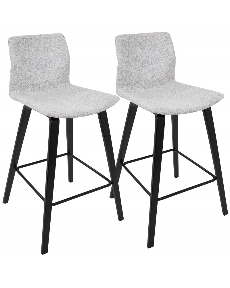 Cabo Mid-Century Modern Counter Stool in Espresso and Light Grey Fabric - Set of 2