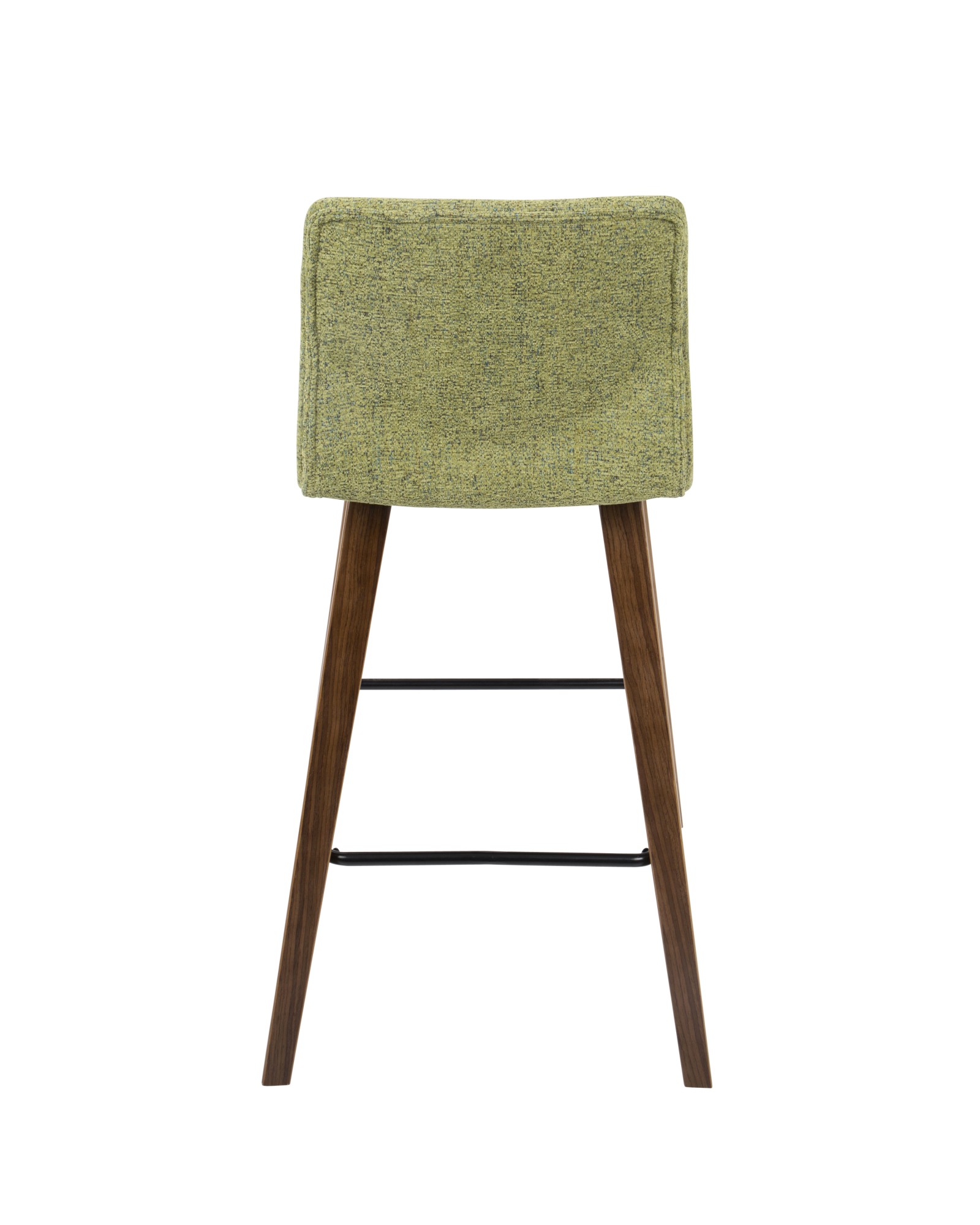 Cabo Mid-Century Modern Counter Stool in Walnut and Green Fabric - Set of 2