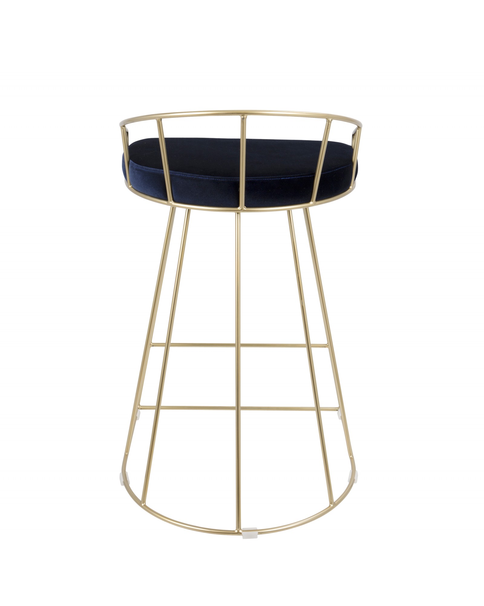 Canary Contemporary-Glam Counter Stool in Gold with Blue Velvet - Set of 2