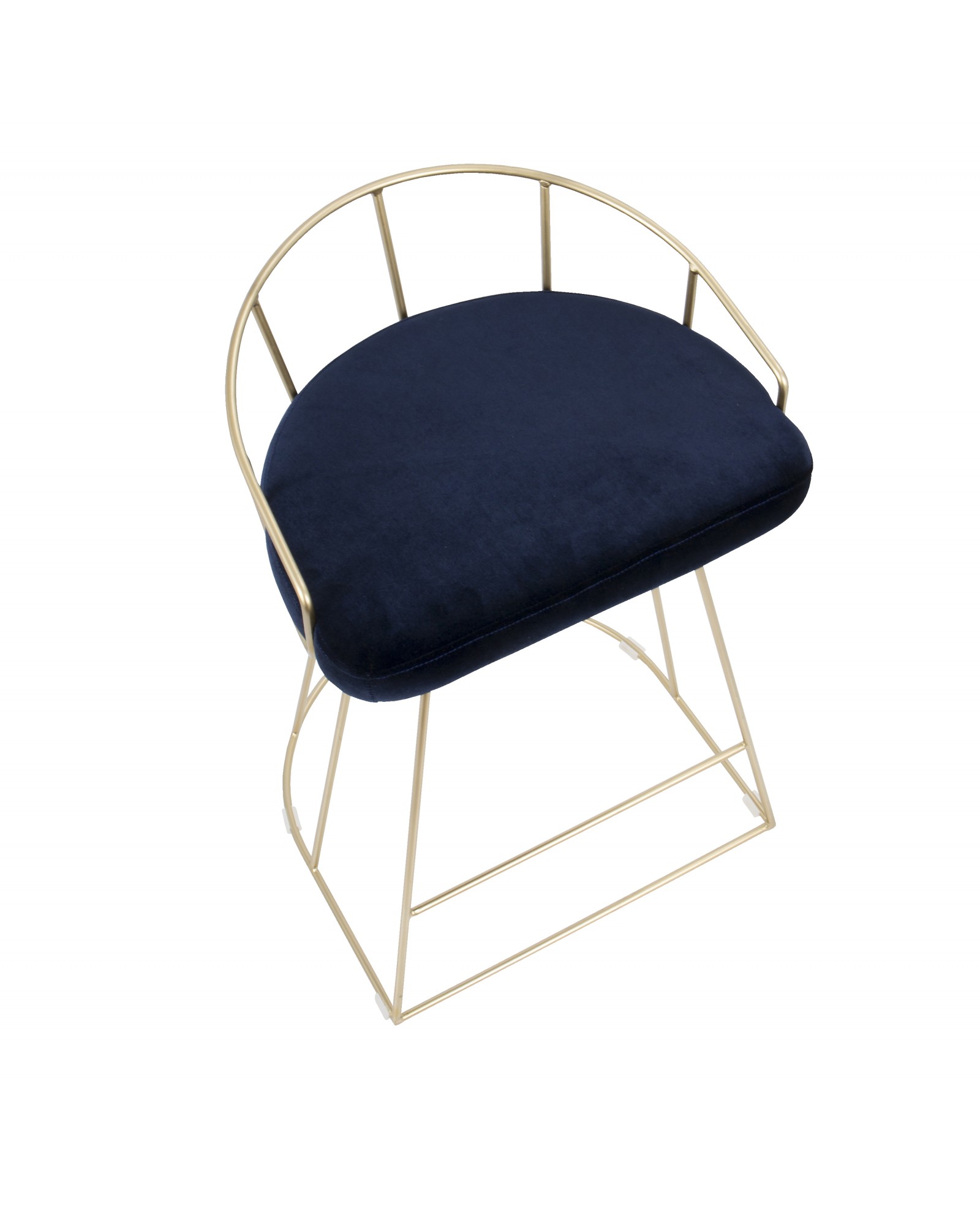 Canary Contemporary-Glam Counter Stool in Gold with Blue Velvet - Set of 2