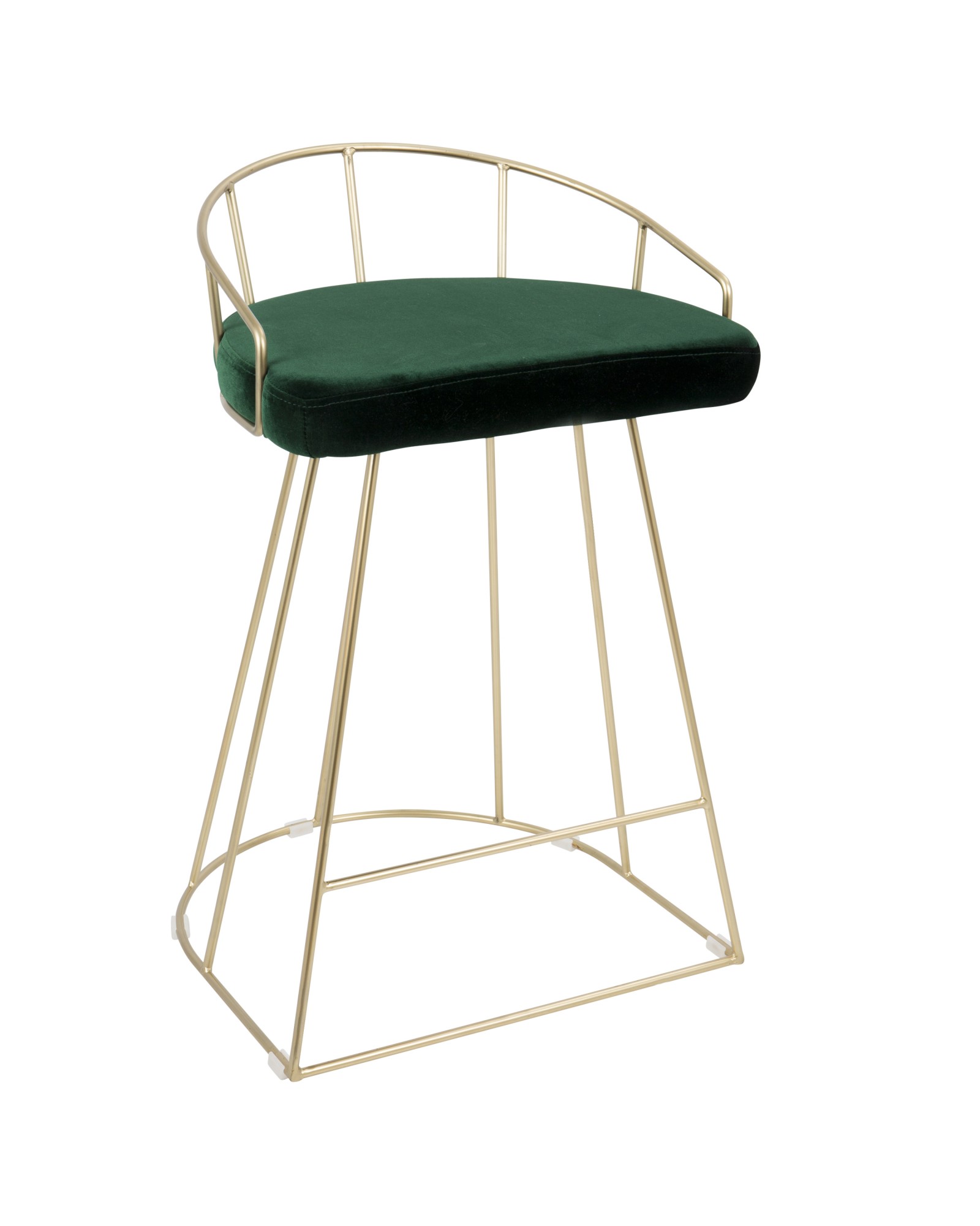 Canary Contemporary-Glam Counter Stool in Gold with Green Velvet - Set of 2