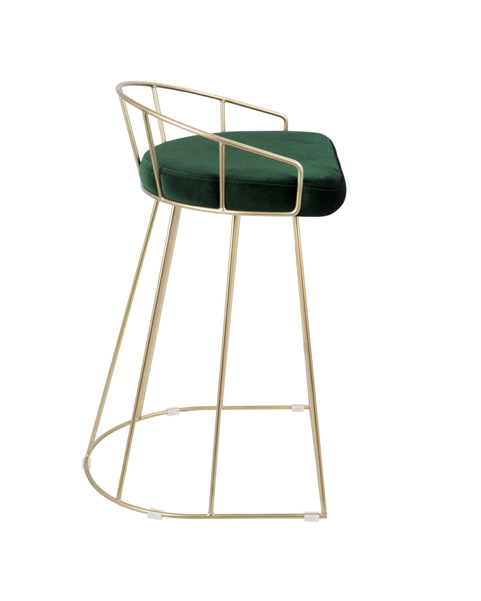 Canary Contemporary-Glam Counter Stool in Gold with Green Velvet - Set of 2