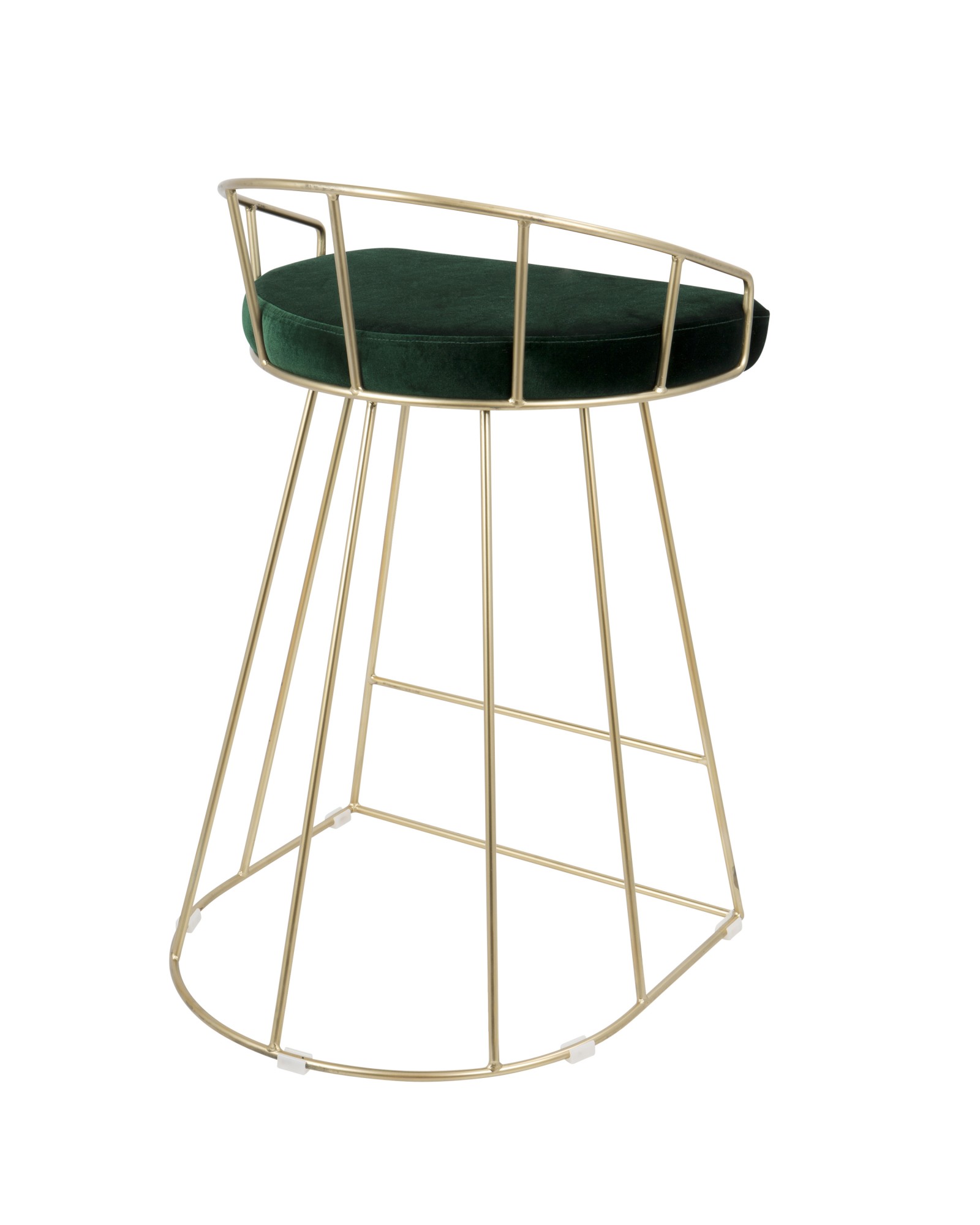 Canary Contemporary-Glam Counter Stool in Gold with Green Velvet - Set of 2