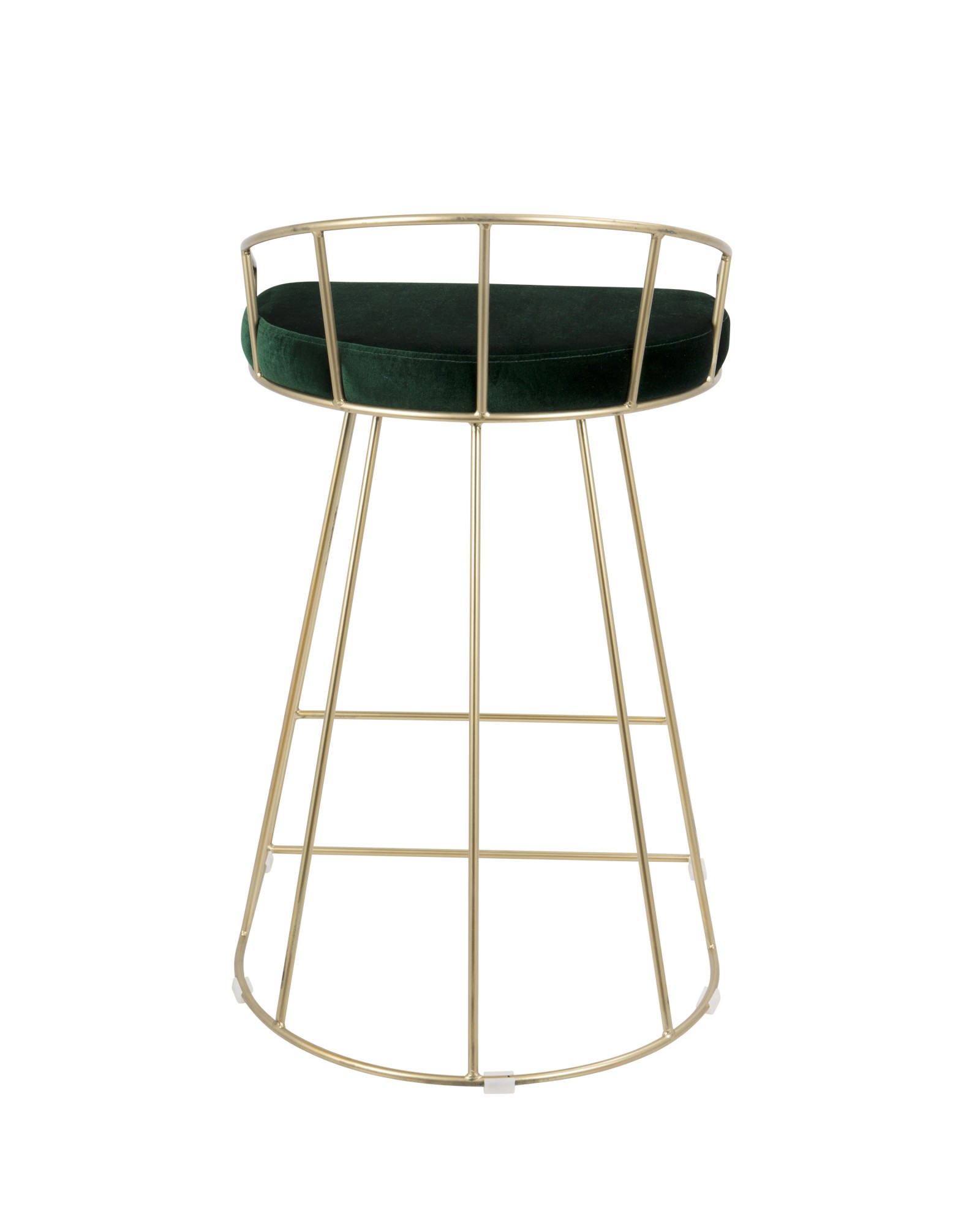 Canary Contemporary-Glam Counter Stool in Gold with Green Velvet - Set of 2