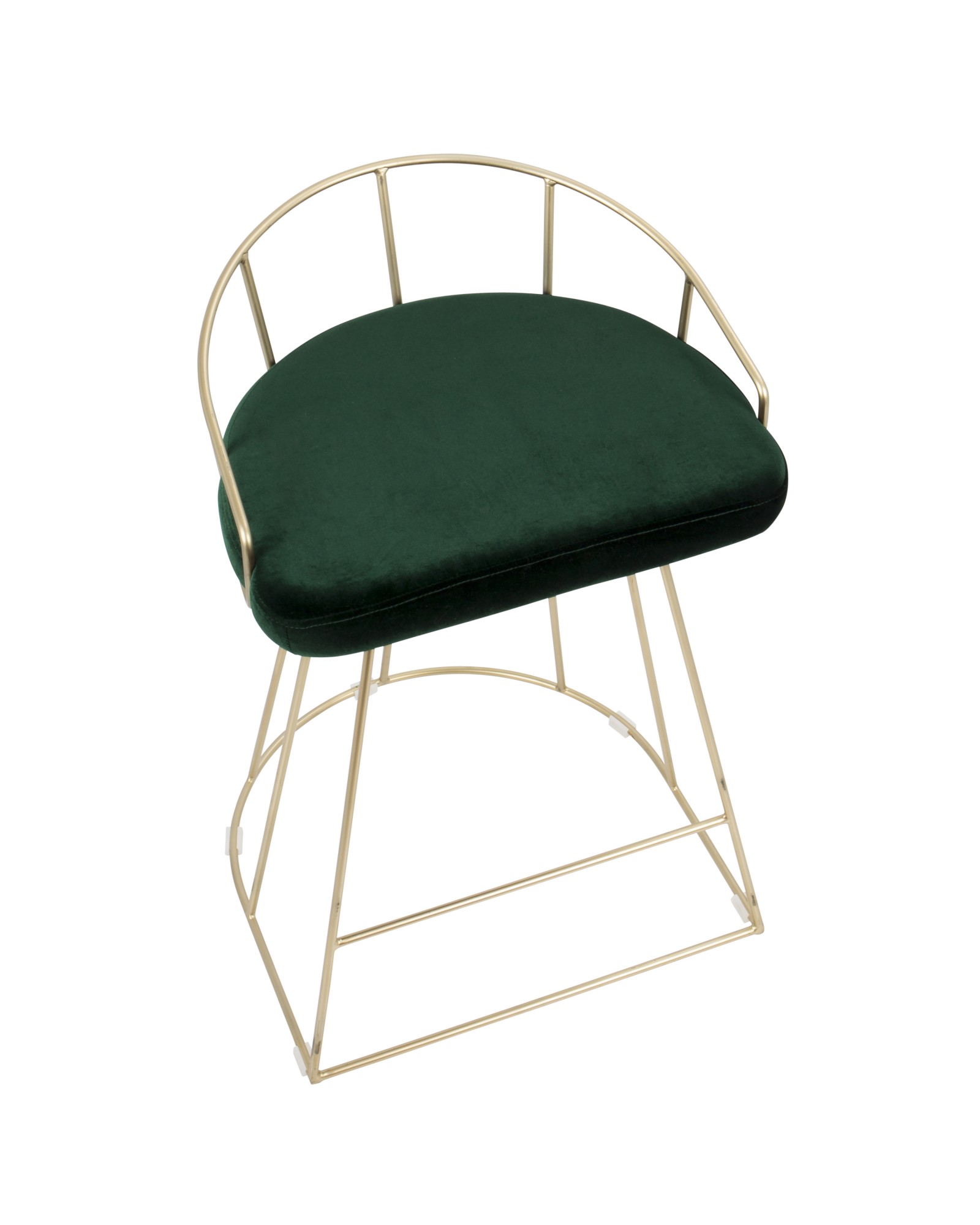 Canary Contemporary-Glam Counter Stool in Gold with Green Velvet - Set of 2