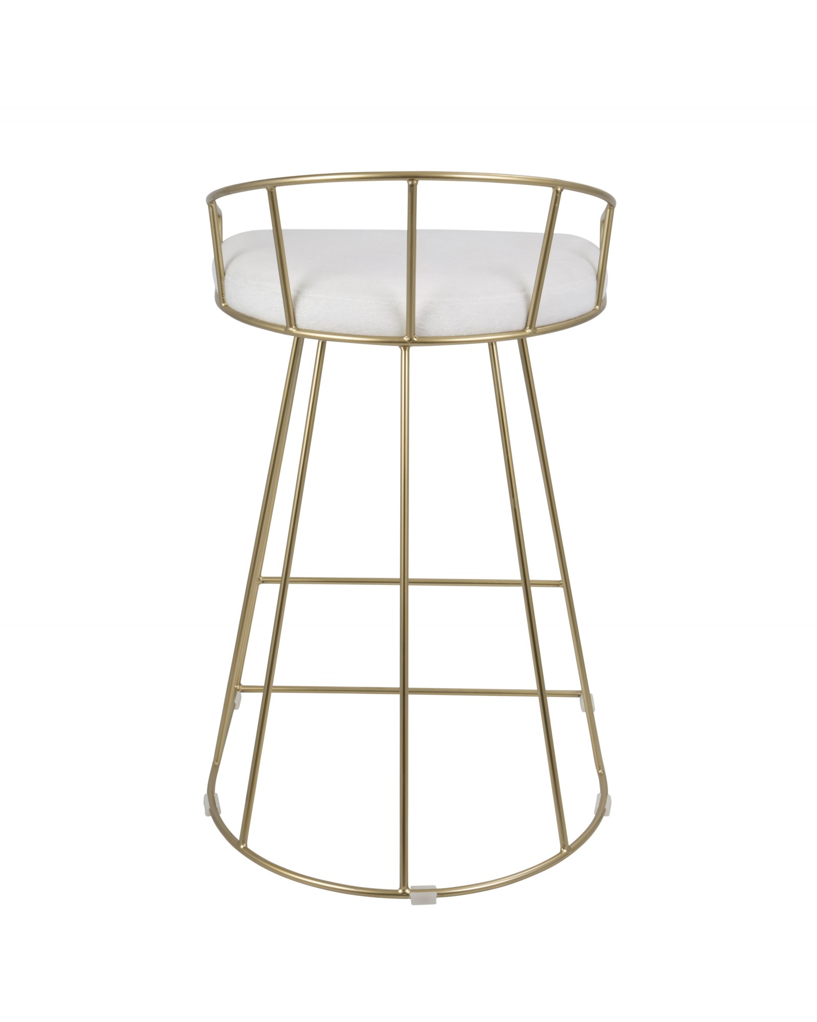 Canary Contemporary-Glam Counter Stool in Gold with White Mohair Fabric - Set of 2