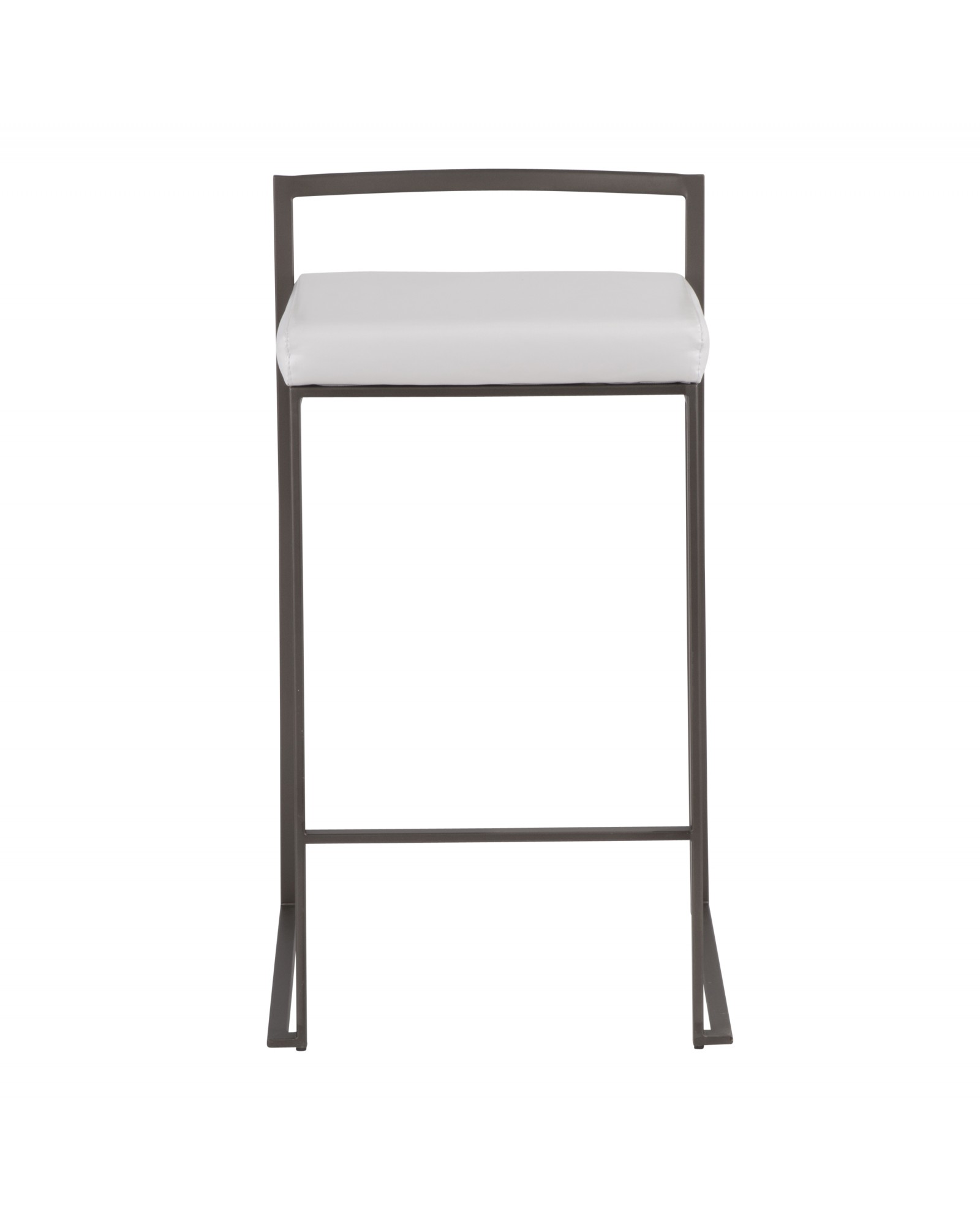 Fuji Industrial Stackable Counter Stool in Antique with White Faux Leather Cushion - Set of 2