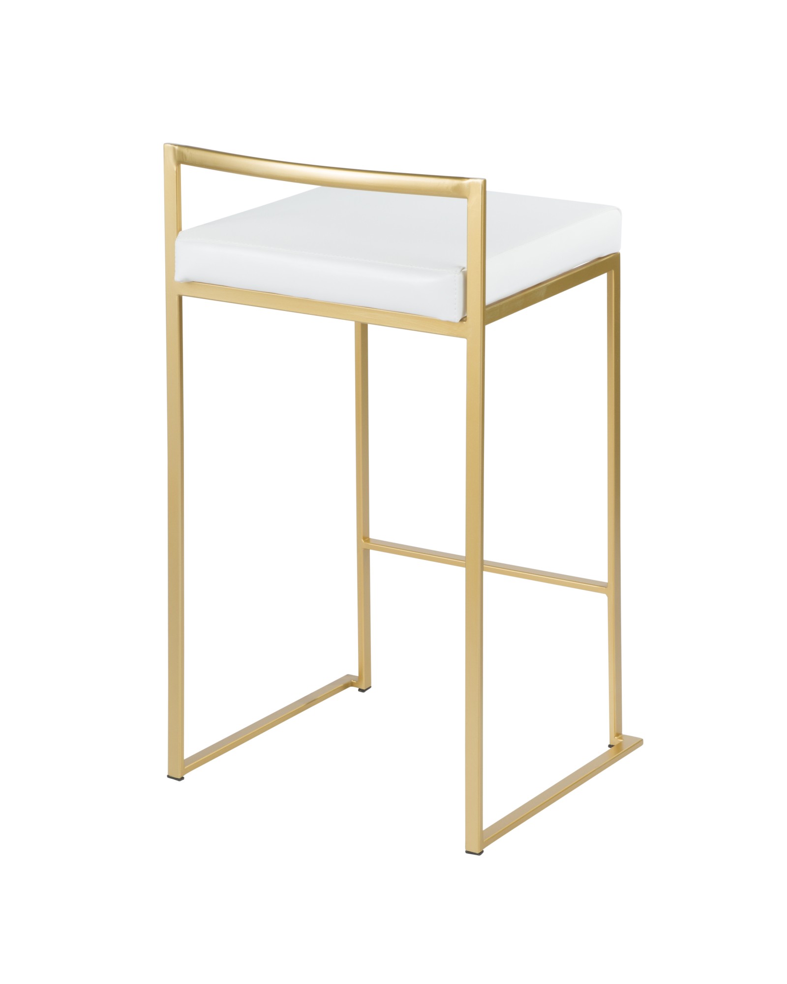 Fuji Contemporary-Glam Counter Stool in Gold with White Faux Leather - Set of 2