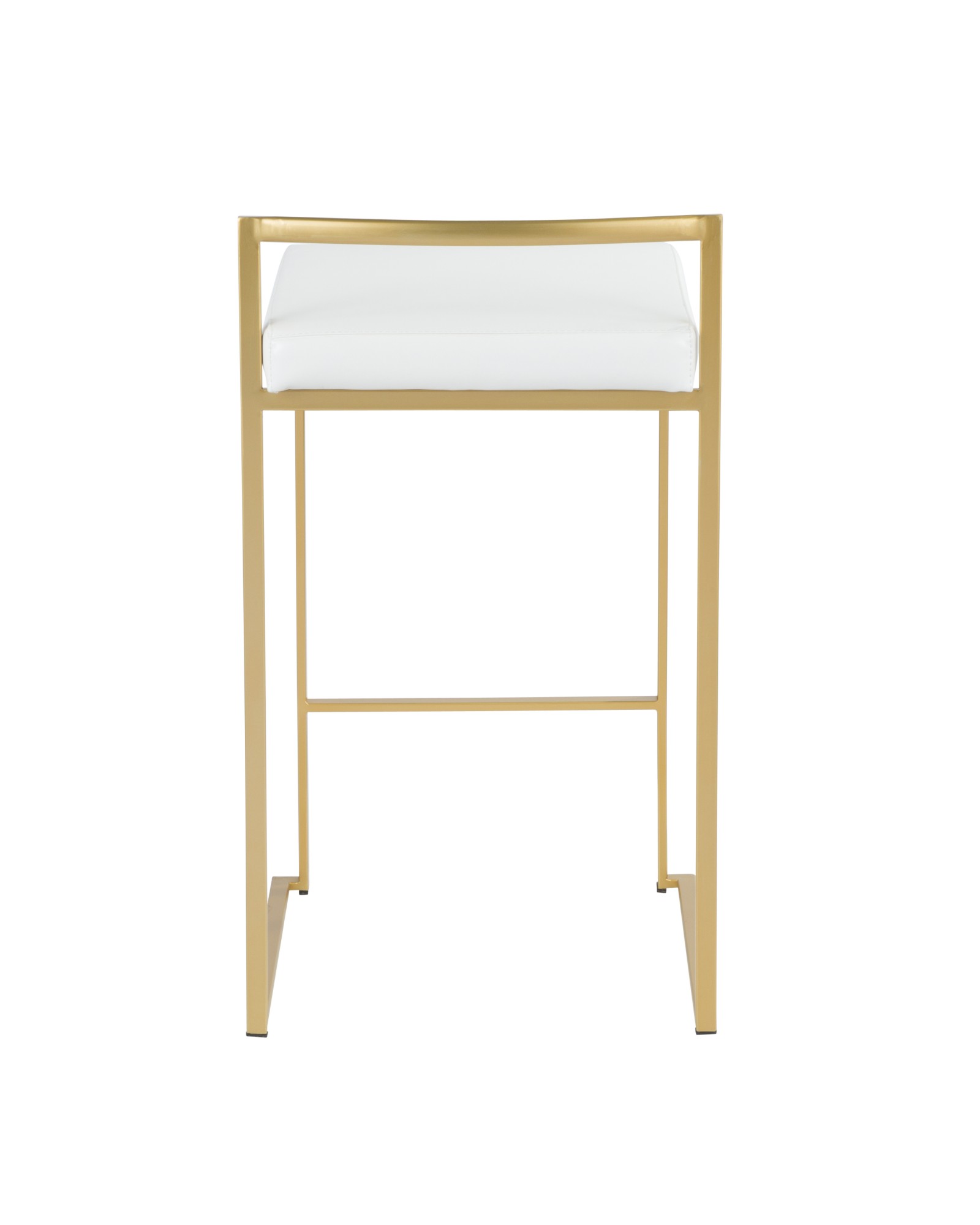 Fuji Contemporary-Glam Counter Stool in Gold with White Faux Leather - Set of 2