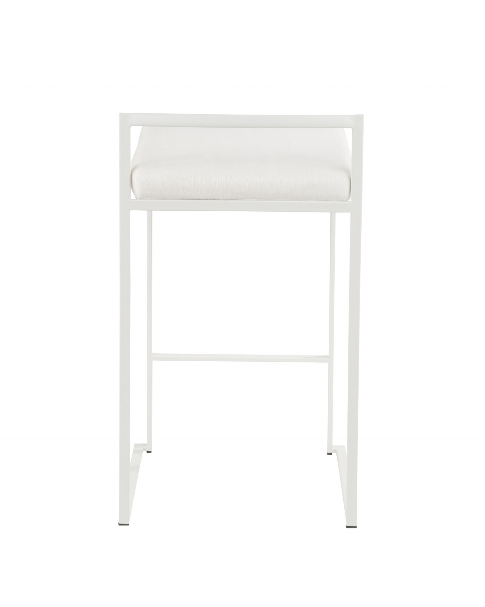 Fuji Contemporary Stackable Counter Stool in White with White Mohair Cushion - Set of 2