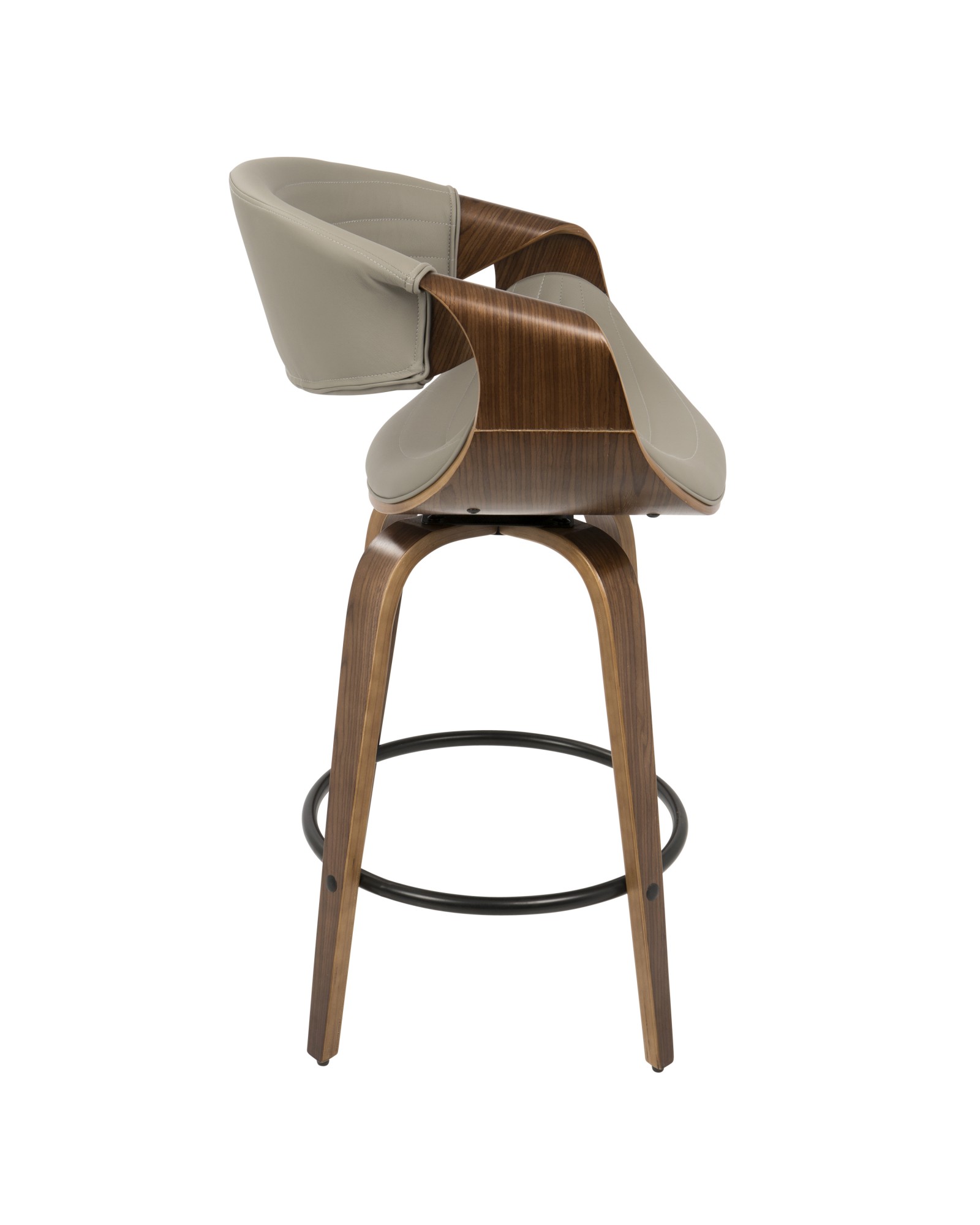 Symphony Mid-Century Modern Counter Stool in Walnut and Grey Faux Leather