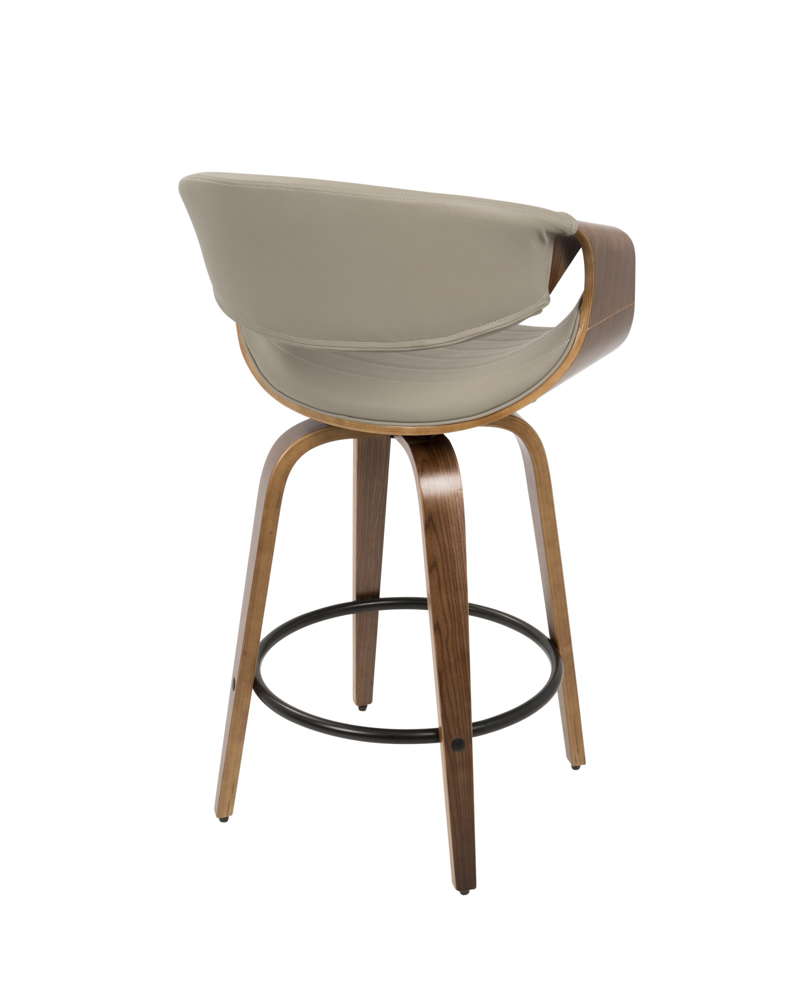 Symphony Mid-Century Modern Counter Stool in Walnut and Grey Faux Leather