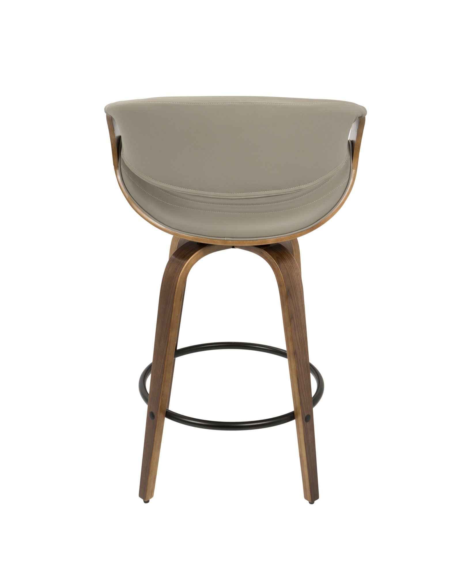 Symphony Mid-Century Modern Counter Stool in Walnut and Grey Faux Leather