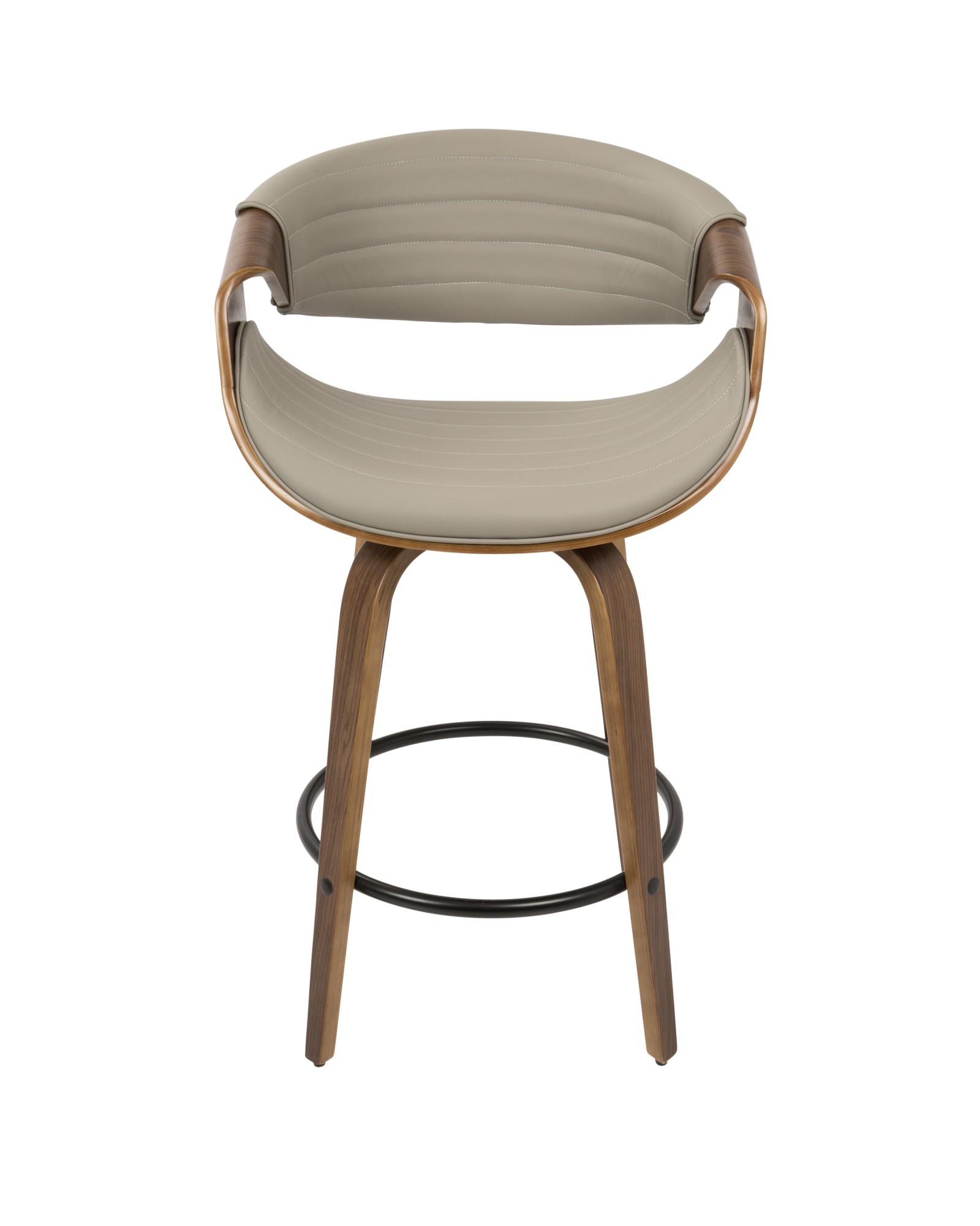 Symphony Mid-Century Modern Counter Stool in Walnut and Grey Faux Leather